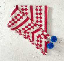 Load image into Gallery viewer, Triangle Scarf Circus Cotton w Pom Poms⌇Ready to Ship