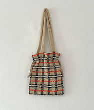 Load image into Gallery viewer, Sample Sale Knitted Beige Tartan Mini Tote Bag⌇Ready to Ship