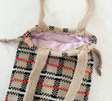 Load image into Gallery viewer, Sample Sale Knitted Beige Tartan Mini Tote Bag⌇Ready to Ship