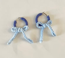 Load image into Gallery viewer, Sample Sale Blue/Pale Blue Bow Hoops 4cm⌇Ready to Ship