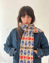 Load image into Gallery viewer, Beige Fishies Tassel Scarf⌇Ready to Ship
