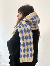 Load image into Gallery viewer, Harlequin Cream Chunky Hooded Scarf ⌇Ready to Ship