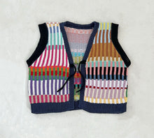 Load image into Gallery viewer, Sample Sale Scrappy Stripes Tie Up Waistcoat Vest ⋮ Crop Size S/M⌇Ready to Ship