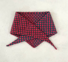 Load image into Gallery viewer, Triangle Scarf #2 Pink Mohair Checkerboard⌇Ready to Ship