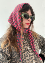 Load image into Gallery viewer, Triangle Scarf #2 Pink Mohair Checkerboard⌇Ready to Ship