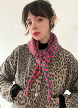 Load image into Gallery viewer, Triangle Scarf #2 Pink Mohair Checkerboard⌇Ready to Ship