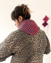 Load image into Gallery viewer, Triangle Scarf #2 Pink Mohair Checkerboard⌇Ready to Ship