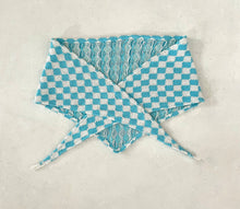 Load image into Gallery viewer, Triangle Scarf #3 Teal/Cream Cotton Harlequin⌇Ready to Ship