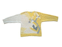 Load image into Gallery viewer, Vintage Size M/L 80s Pastel Yellow/White Floral V-Neck Jumper
