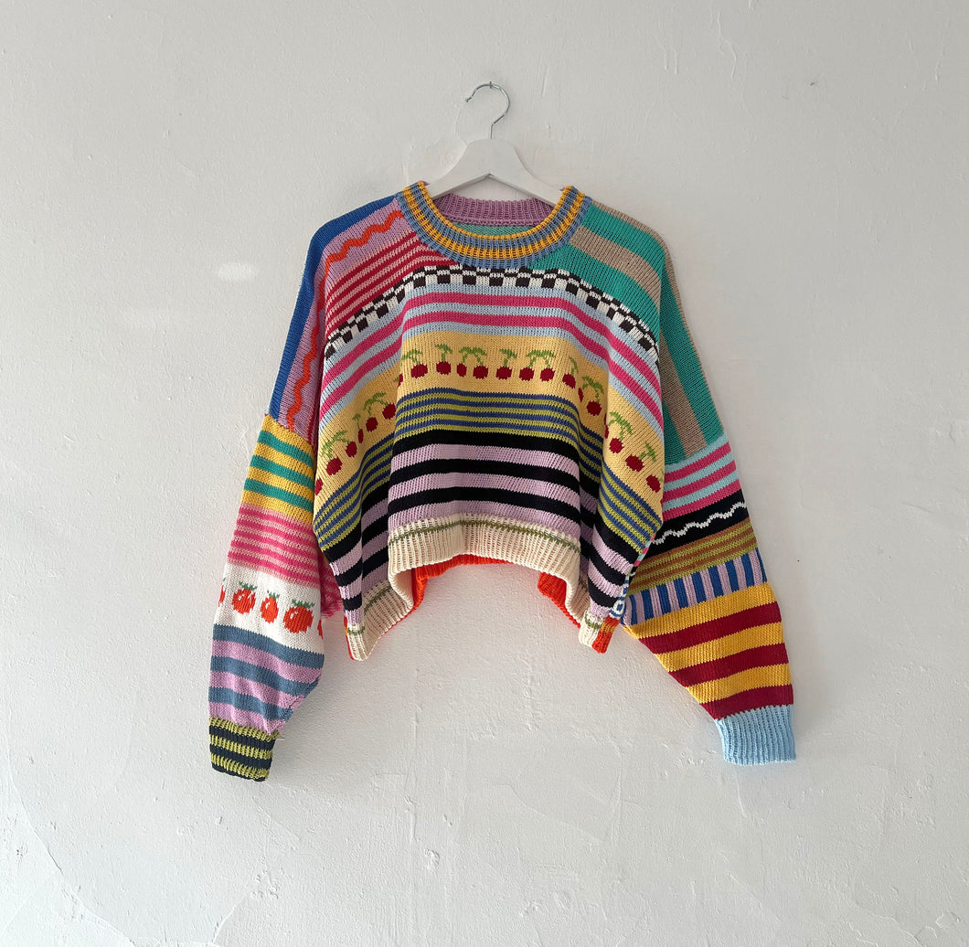 Sample Sale Scrappy Pattern Jumper ⋮ Crop Size 2XL⌇Ready to Ship