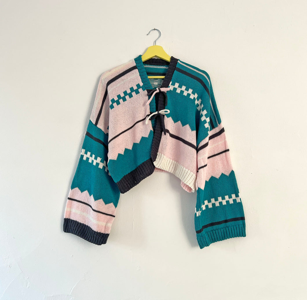 Sample Sale 80s Tie Up Cardigan ⋮ Crop Size L/XL⌇Ready to Ship