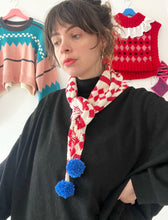 Load image into Gallery viewer, Triangle Scarf Circus Cotton w Pom Poms⌇Ready to Ship
