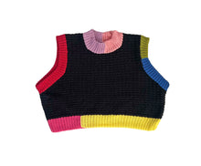 Load image into Gallery viewer, Sample Sale Black Texture Vest w Colour-block Ribbing ⋮ Crop Size S/M⌇Ready to Ship
