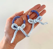 Load image into Gallery viewer, Sample Sale Blue/Pale Blue Bow Hoops 4cm⌇Ready to Ship
