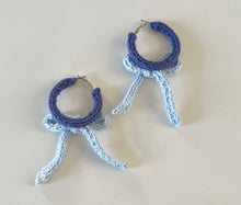 Load image into Gallery viewer, Sample Sale Blue/Pale Blue Bow Hoops 4cm⌇Ready to Ship
