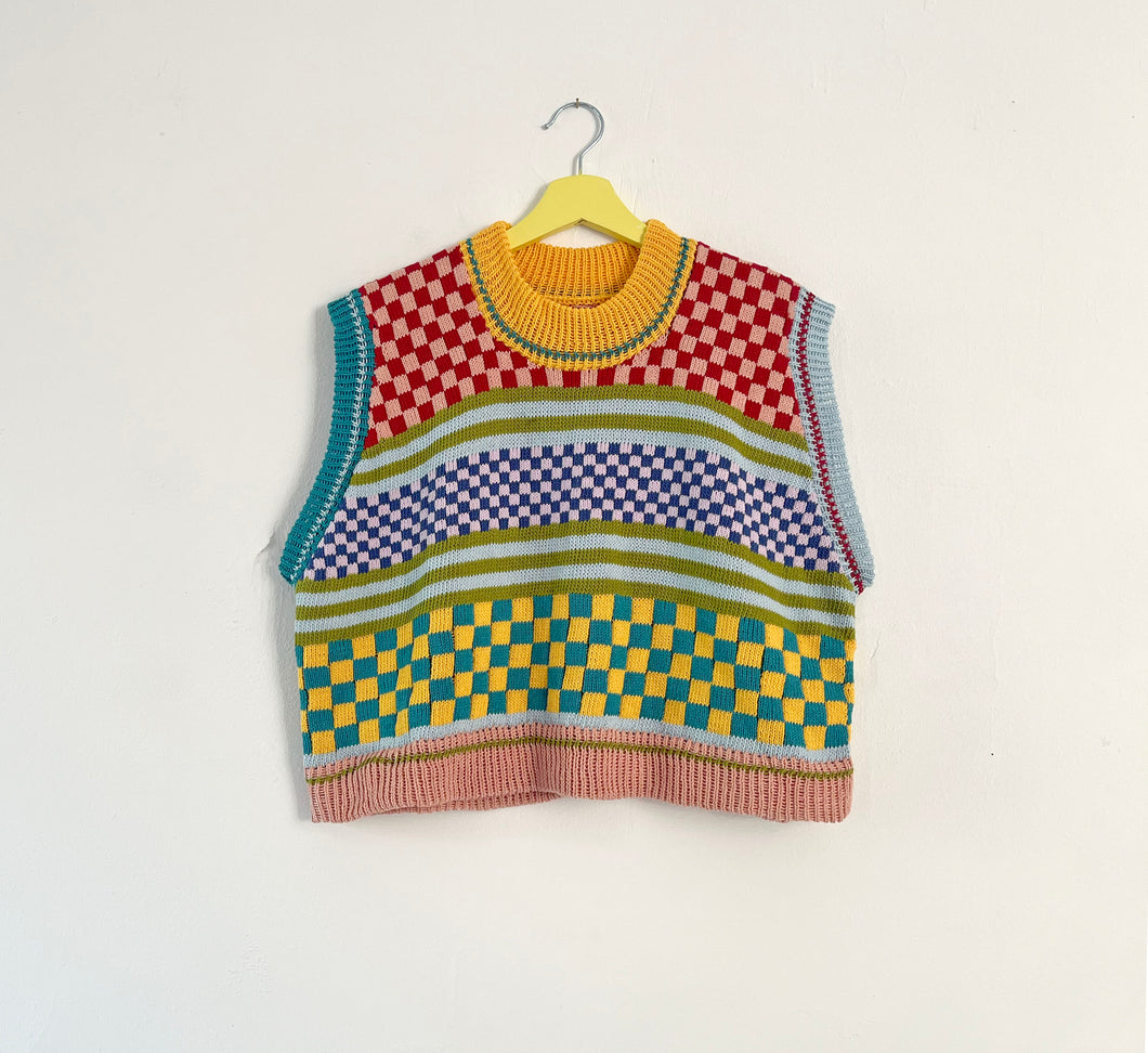Sample Sale Multi Pattern Vest ⋮ Crop Size L⌇Ready to Ship