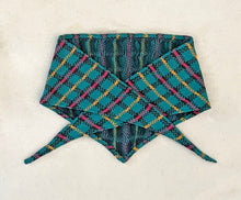 Load image into Gallery viewer, Teal Tartan Triangle Scarf ⌇Ready to Ship
