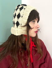 Load image into Gallery viewer, Chunky Cream Harlequin Bonnet⌇Ready to Ship
