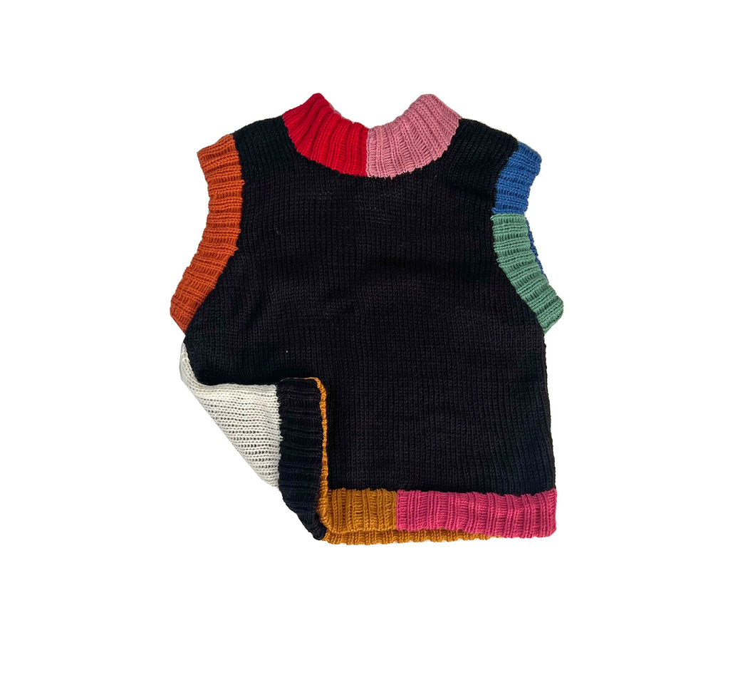 Sample Sale Chunky Black/Cream Reversible Vest ⋮ Crop Size S⌇Ready to Ship
