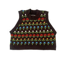 Load image into Gallery viewer, Sample Sale Brown Flowers Vest Crop Size M⌇Ready to Ship

