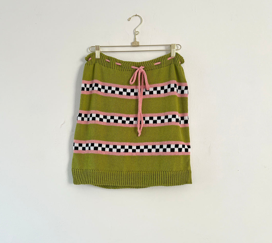 Sample Sale Green Checkerboard Skirt ⋮ Size M⌇Ready to Ship