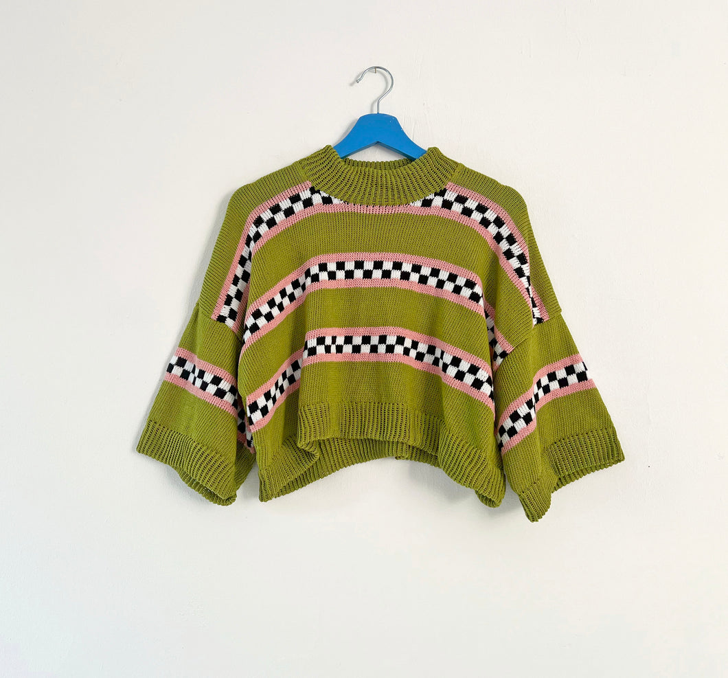 Chartreuse Checker Tee