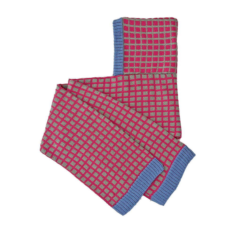 Sample Sale Pink Grid Hooded Scarf ⌇Ready to Ship