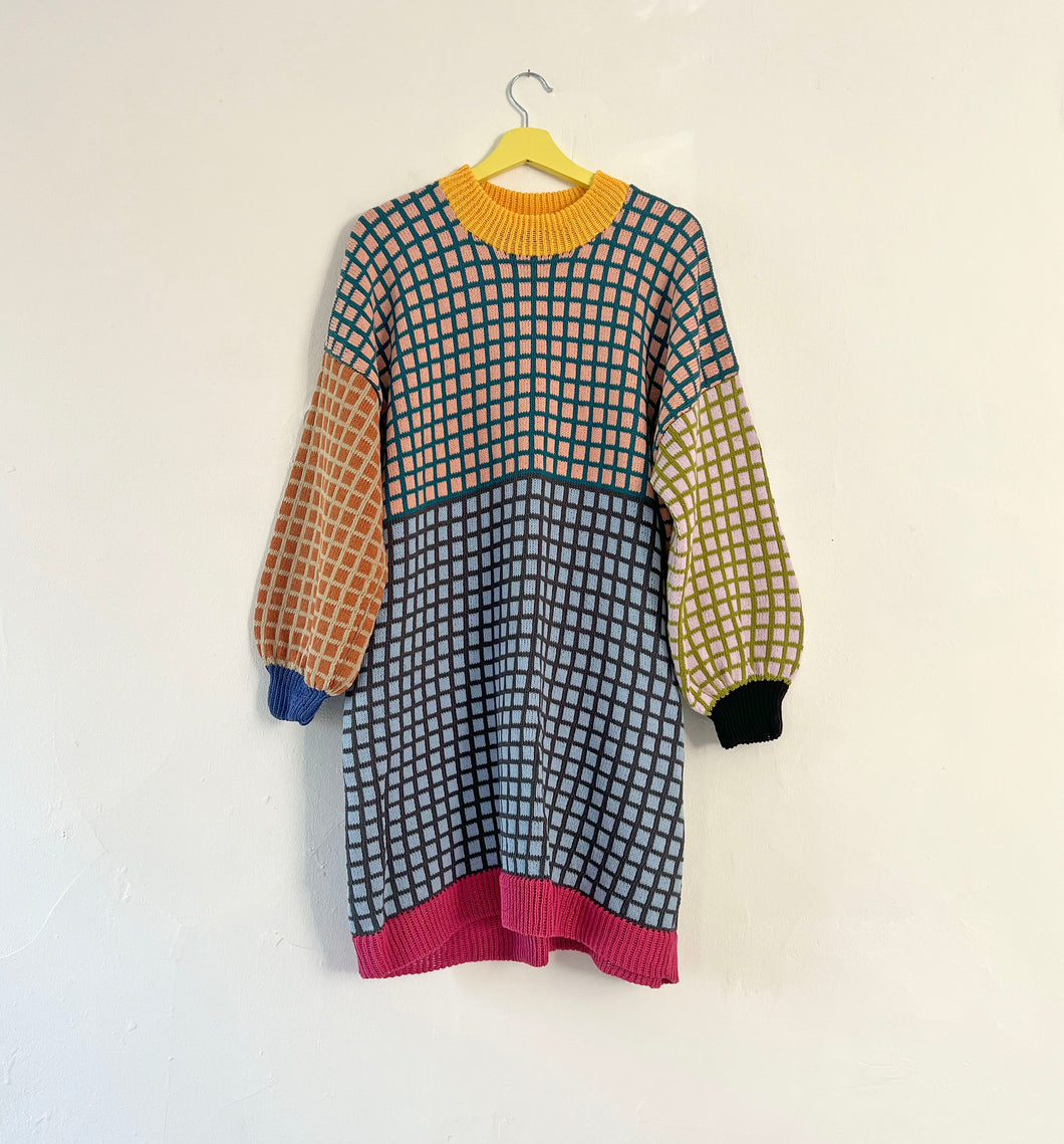 Sample Sale Multicolour Grid Jumper Dress ⋮ Size L/XL⌇Ready to Ship