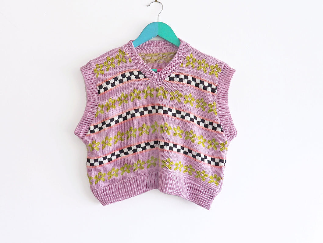 Lilac Flower Knitted Vest