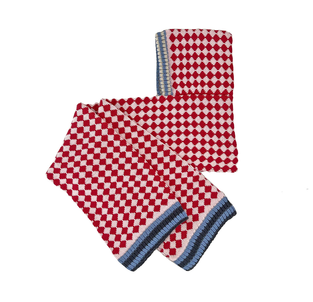Sample Sale Pink/Red Harlequin Hooded Scarf ⌇Ready to Ship