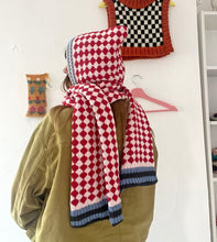 Load image into Gallery viewer, Sample Sale Pink/Red Harlequin Hooded Scarf ⌇Ready to Ship
