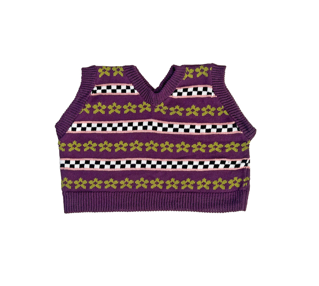Sample Sale Dark Purple Flower Vest ⋮ Short Crop Size M⌇Ready to Ship