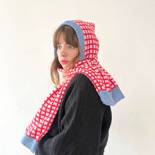 Load image into Gallery viewer, Pink Grid Hooded Scarf
