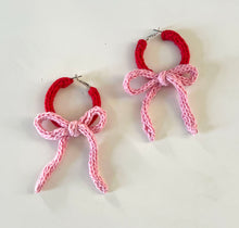 Load image into Gallery viewer, Sample Sale Red/Pink Bow Hoops 4cm⌇Ready to Ship
