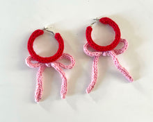 Load image into Gallery viewer, Sample Sale Red/Pink Bow Hoops 4cm⌇Ready to Ship
