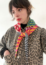 Load image into Gallery viewer, Triangle Scarf #3 Teal/Cream Cotton Harlequin⌇Ready to Ship
