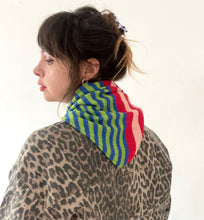 Load image into Gallery viewer, Triangle Scarf #3 Teal/Cream Cotton Harlequin⌇Ready to Ship
