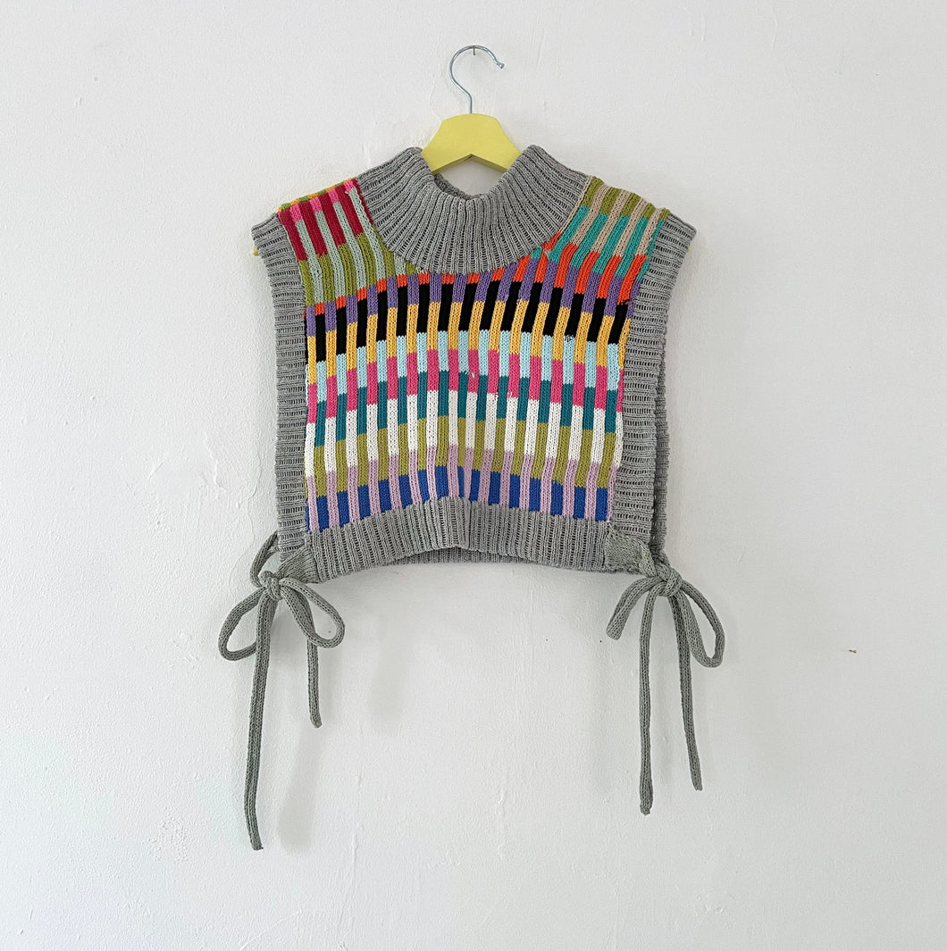 Sample Sale Primary Grey Scrappy Stripe Dickie/ Tie Tabard ⌇Ready to Ship