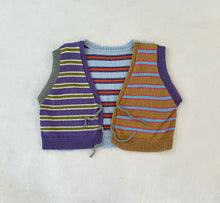Load image into Gallery viewer, Sample Sale Stripy Tie Up Waistcoat Vest ⋮ Crop Size L⌇Ready to Ship
