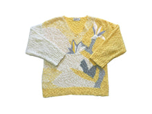 Load image into Gallery viewer, Vintage Size M/L 80s Pastel Yellow/White Floral V-Neck Jumper
